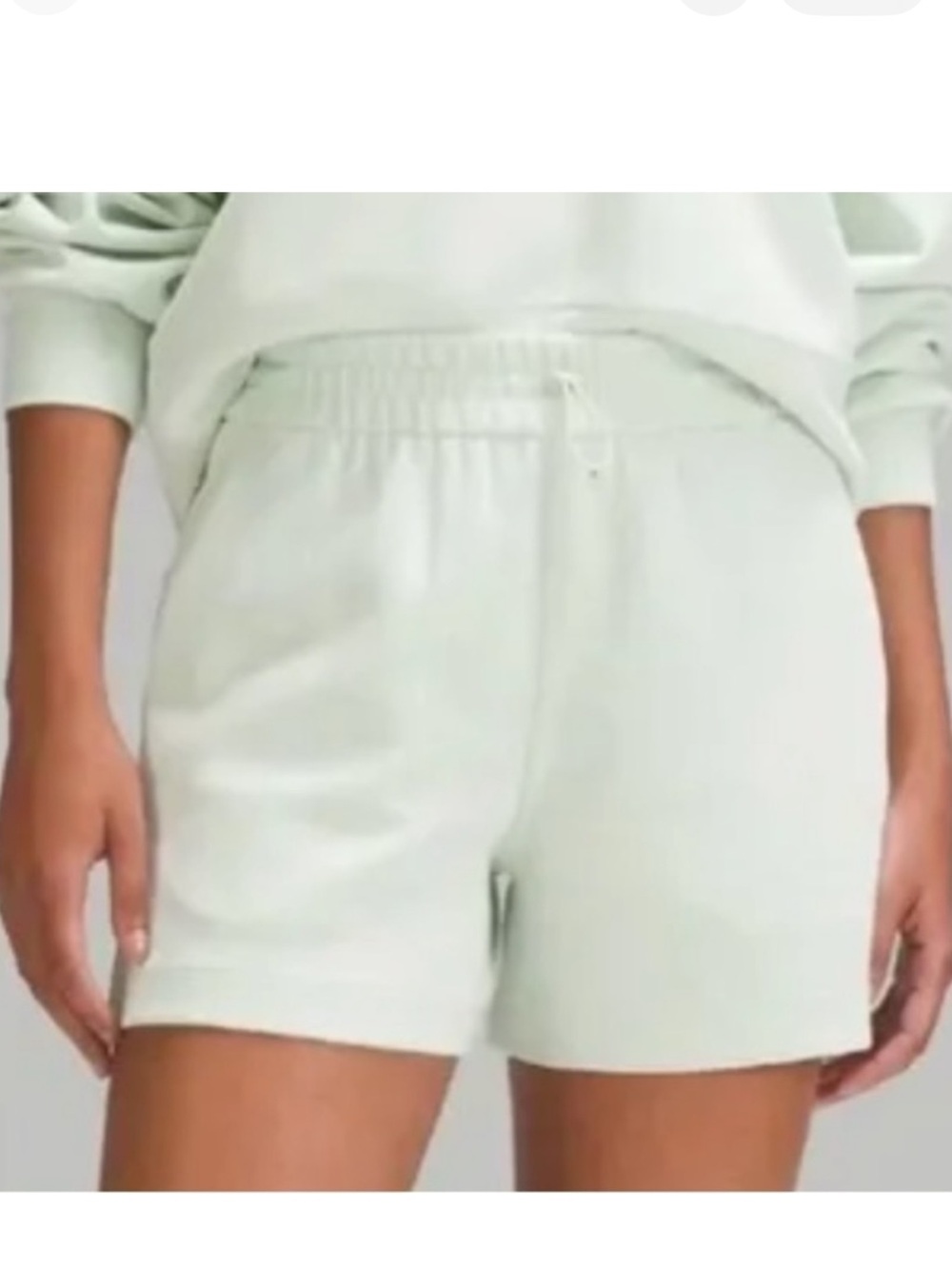 Lululemon softstreme set high rise 4” shorts and cropped sweatshirt kohlrabi 10 - Picture 3 of 16